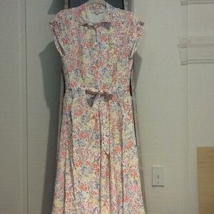 Loft Button up short sleeve floral dress